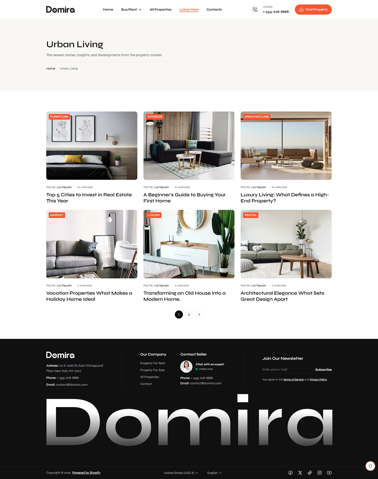 Domira Real Estate Shopify Theme screenshot
