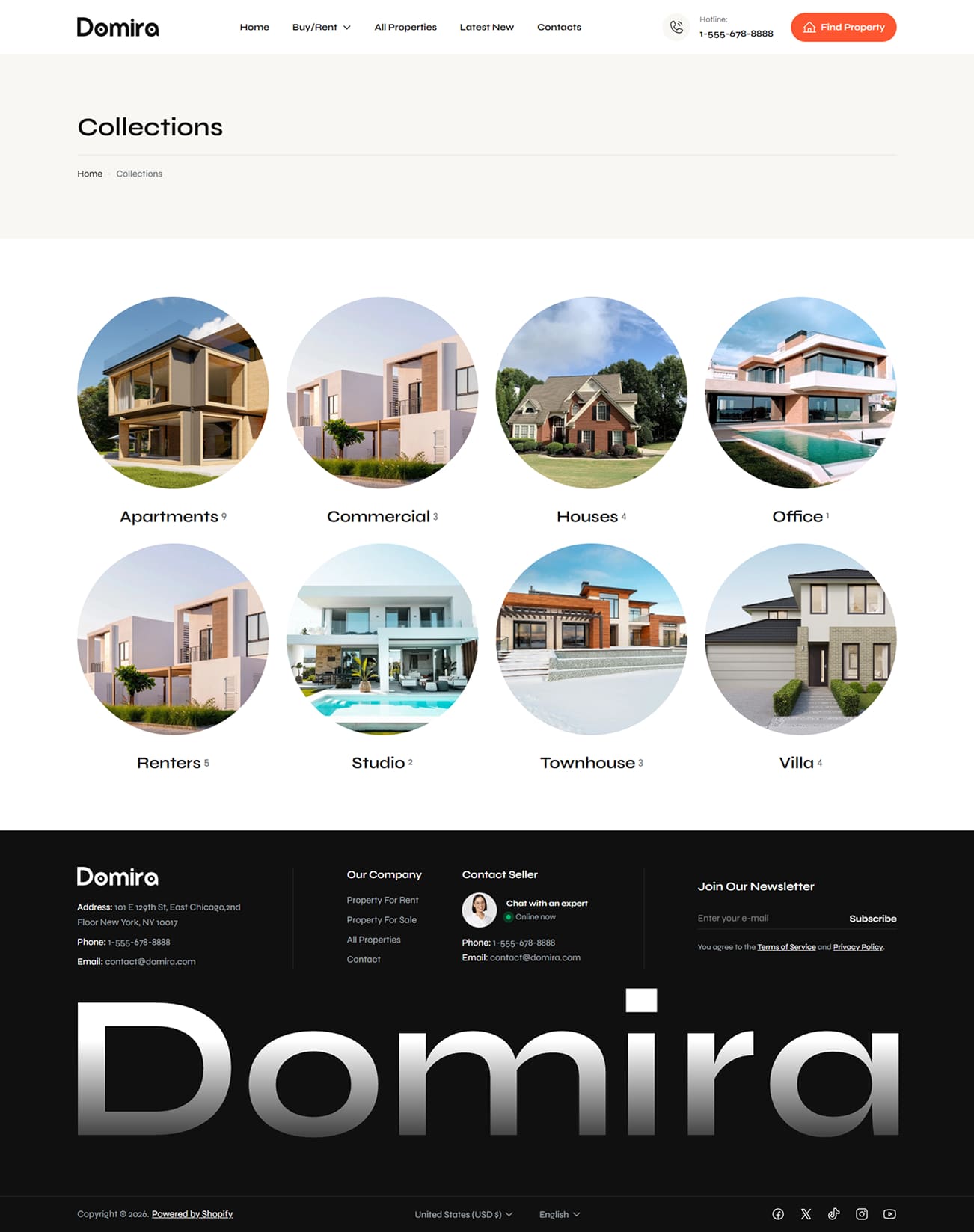 Domira Real Estate Shopify Theme screenshot